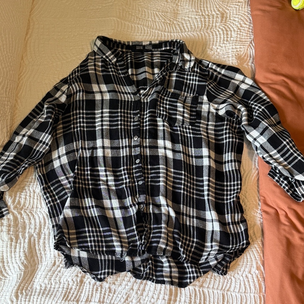 Kids Black and White Plaid Shirt